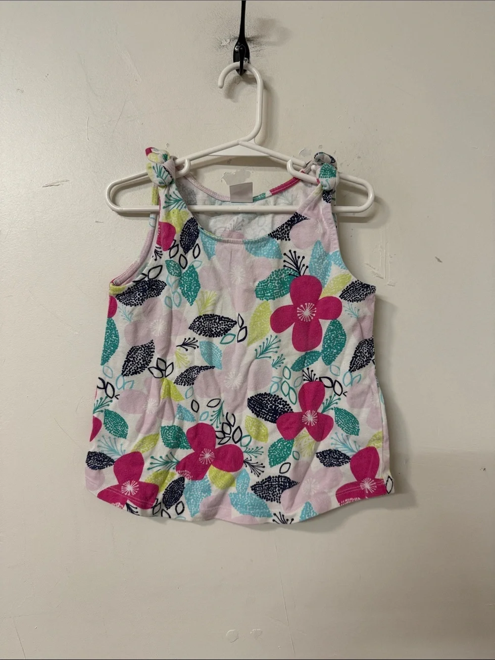 Gymboree Pink Floral Tank Top with Teal and Yellow Accents